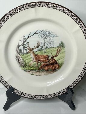 4 LEGEND Dinner Plates 10.7” British Heritage Earthenware Fall Deer New